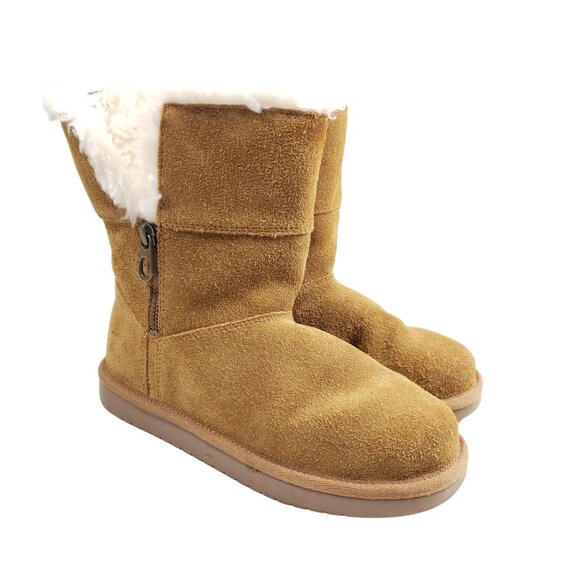 Koolaburra Big Girls Size 3 Aribel Short Brown Suede Winter Boots - Picture 1 of 7